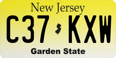 NJ license plate C37KXW