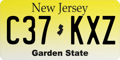 NJ license plate C37KXZ