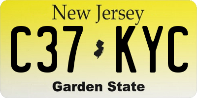 NJ license plate C37KYC
