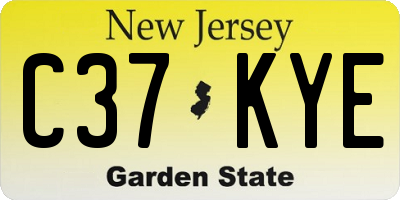 NJ license plate C37KYE