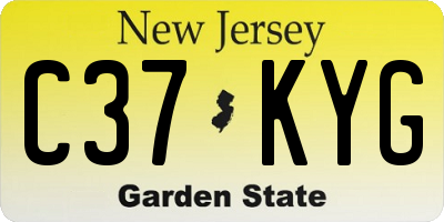 NJ license plate C37KYG