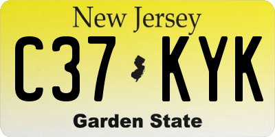 NJ license plate C37KYK
