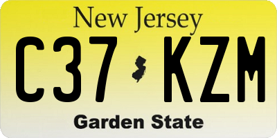 NJ license plate C37KZM