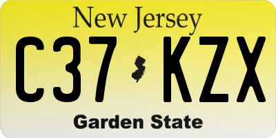 NJ license plate C37KZX