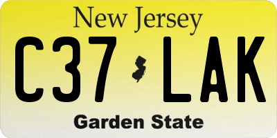 NJ license plate C37LAK