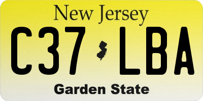 NJ license plate C37LBA