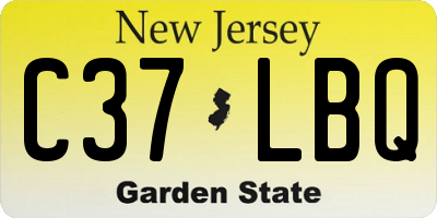 NJ license plate C37LBQ