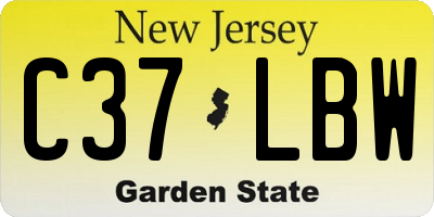 NJ license plate C37LBW