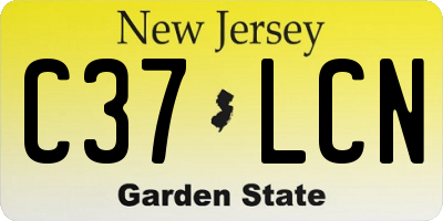 NJ license plate C37LCN