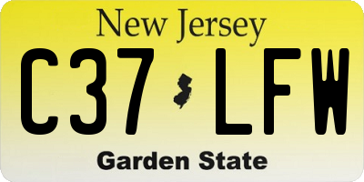 NJ license plate C37LFW