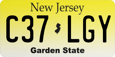 NJ license plate C37LGY