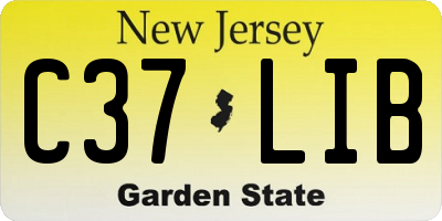 NJ license plate C37LIB