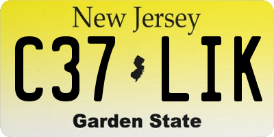 NJ license plate C37LIK