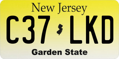 NJ license plate C37LKD