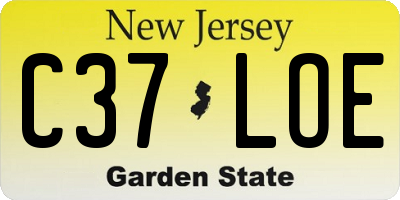 NJ license plate C37LOE