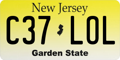 NJ license plate C37LOL