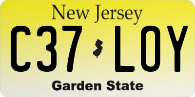NJ license plate C37LOY