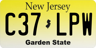 NJ license plate C37LPW