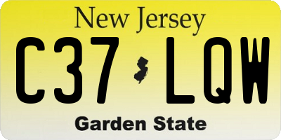 NJ license plate C37LQW