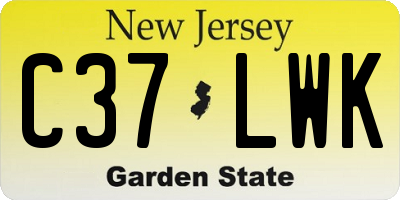 NJ license plate C37LWK