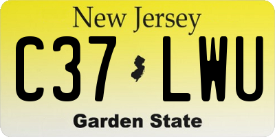 NJ license plate C37LWU