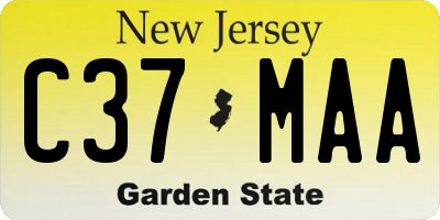 NJ license plate C37MAA