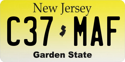 NJ license plate C37MAF