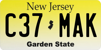 NJ license plate C37MAK