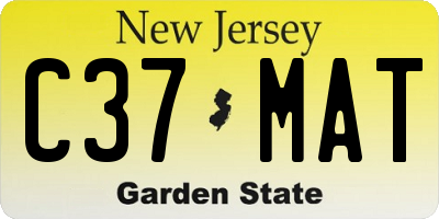 NJ license plate C37MAT