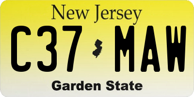 NJ license plate C37MAW
