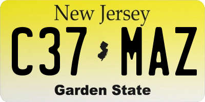 NJ license plate C37MAZ