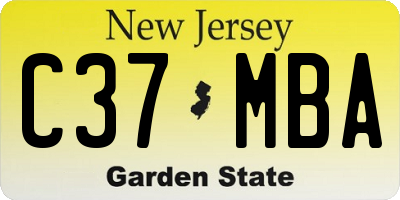 NJ license plate C37MBA