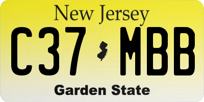 NJ license plate C37MBB