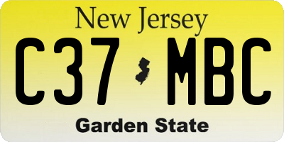 NJ license plate C37MBC