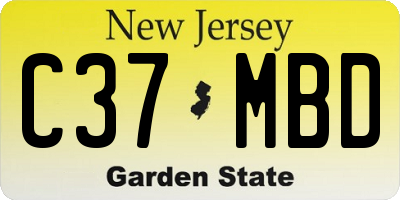 NJ license plate C37MBD