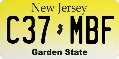 NJ license plate C37MBF