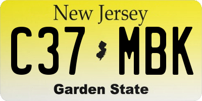 NJ license plate C37MBK