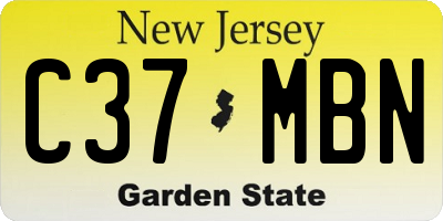 NJ license plate C37MBN