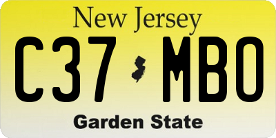 NJ license plate C37MBO