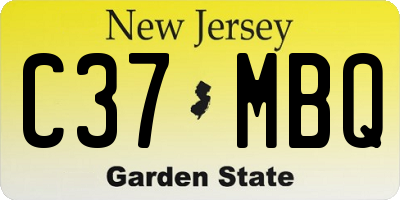 NJ license plate C37MBQ