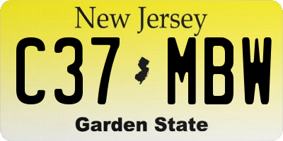 NJ license plate C37MBW