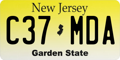 NJ license plate C37MDA