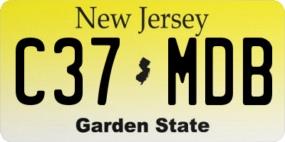 NJ license plate C37MDB