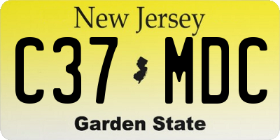 NJ license plate C37MDC