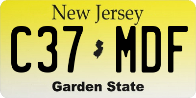 NJ license plate C37MDF