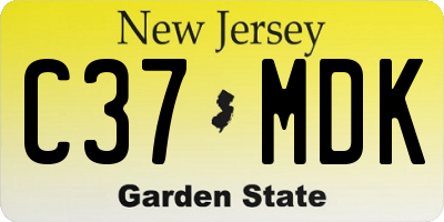 NJ license plate C37MDK