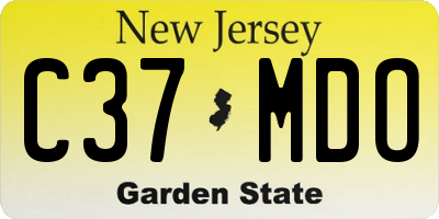 NJ license plate C37MDO