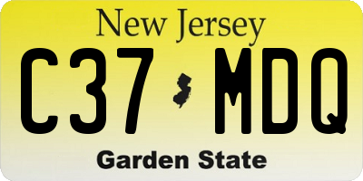 NJ license plate C37MDQ