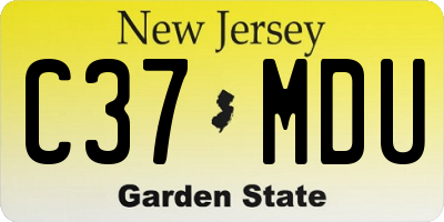 NJ license plate C37MDU