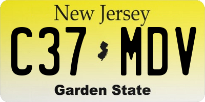 NJ license plate C37MDV